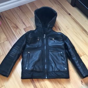 Urban Republic faux leather jacket with hood sz 4T